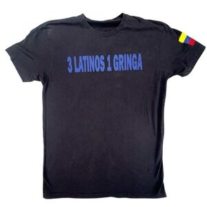 3 Latinos 1 Gringa Mundarain T-Shirt - Novelty‎ Graphic Tee - Black Medium